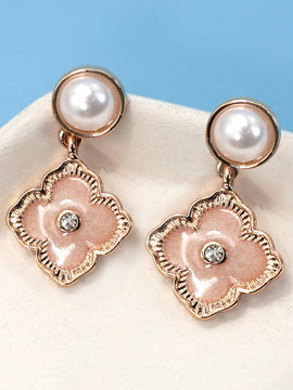 Marien Clover Pearl Drop Earrings