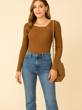 Ruby Ribbed Asymetrical Sweater