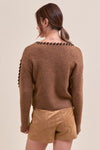 Vasquez Whipstitch Blocked Sweater