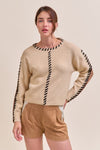 Vasquez Whipstitch Blocked Sweater