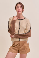 Vasquez Whipstitch Blocked Sweater