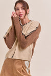 Vasquez Whipstitch Blocked Sweater