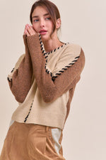 Vasquez Whipstitch Blocked Sweater