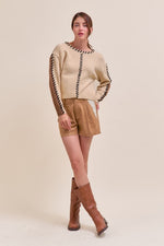 Vasquez Whipstitch Blocked Sweater