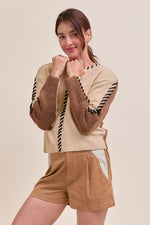 Vasquez Whipstitch Blocked Sweater