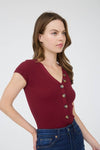 Valerie Button V Neck Bodysuit