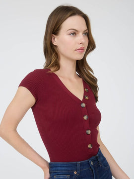 Valerie Button V Neck Bodysuit