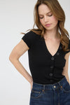 Valerie Button V Neck Bodysuit