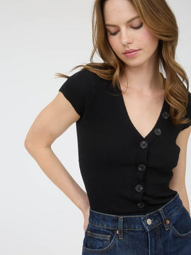 Valerie Button V Neck Bodysuit