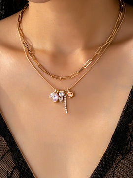 Crystal Charm Layered Necklace