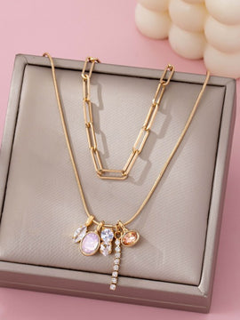 Crystal Charm Layered Necklace
