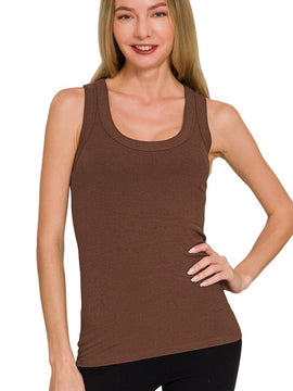 Ribbed Scoop Neck Tank Top
