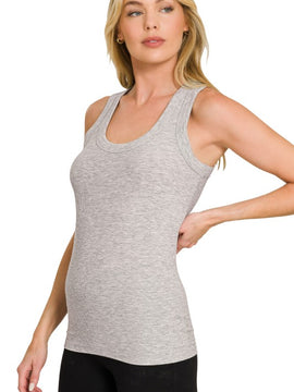 Ribbed Scoop Neck Tank Top