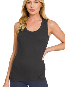 Ribbed Scoop Neck Tank Top