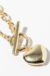 Puffy Heart Toggle Necklace Gold Dipped