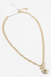 Puffy Heart Toggle Necklace Gold Dipped