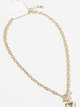 Puffy Heart Toggle Necklace Gold Dipped