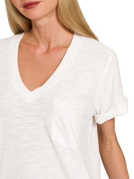 Slub V-neck Tee