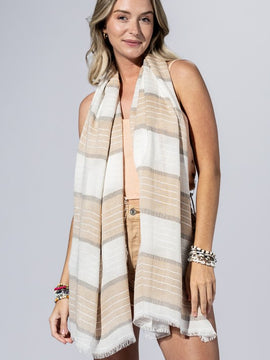 Desert Mist Neutral Stripe Scarf
