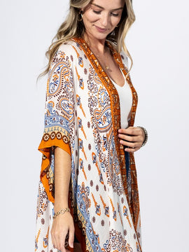 Orijean Border Print Kimono