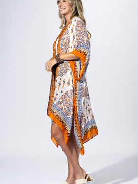 Orijean Border Print Kimono