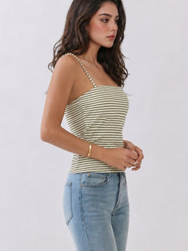 Reesa Striped Tank w Built in Bra