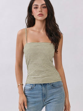 Reesa Striped Tank w Built in Bra