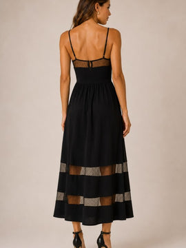 Lacey Sheer Panel Midi Dress