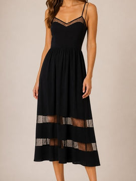 Lacey Sheer Panel Midi Dress