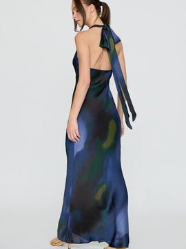 Vanda High Neck Satin Maxi Dress