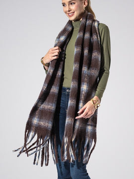 Selia Plaid Fringe Scarf