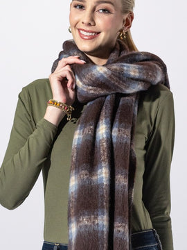 Selia Plaid Fringe Scarf