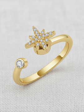 Starburst Zirconia Adjustable Spinner Ring