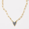 Heart Charm Paper Clip Necklace 18K