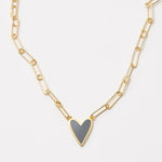 Heart Charm Paper Clip Necklace 18K