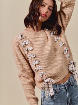 Tully Ribbon Lace Up Sweater