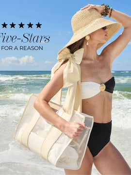 Raffia Bow Jelly Tote Bag