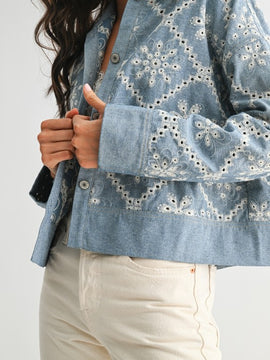 Della Embroidered Denim Jacket