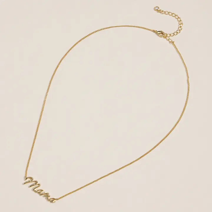 Mama Script Necklace 18K