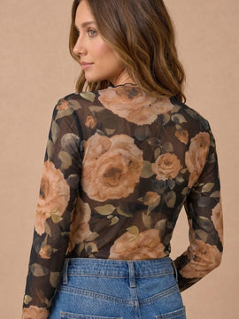 Leah Floral Mesh Top
