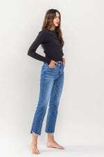 Encourage Raw Hem Kick Flare Jeans