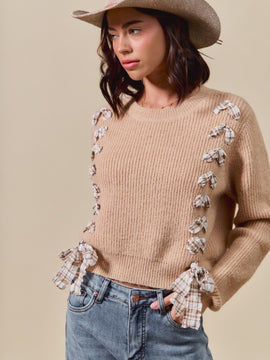 Tully Ribbon Lace Up Sweater