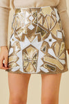 Herrera Geometric Sequin Mini Skirt