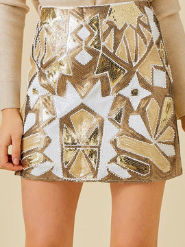Herrera Geometric Sequin Mini Skirt