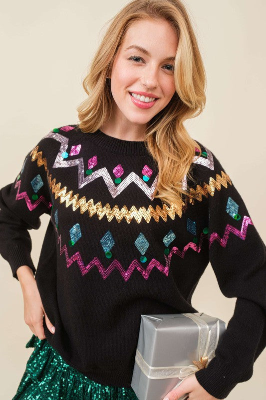 Festive Sequin Sweater