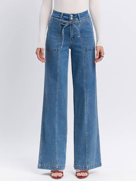 Lush Life Super High Tie Band Jeans