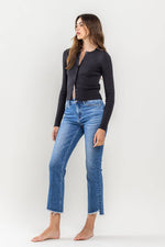 Encourage Raw Hem Kick Flare Jeans