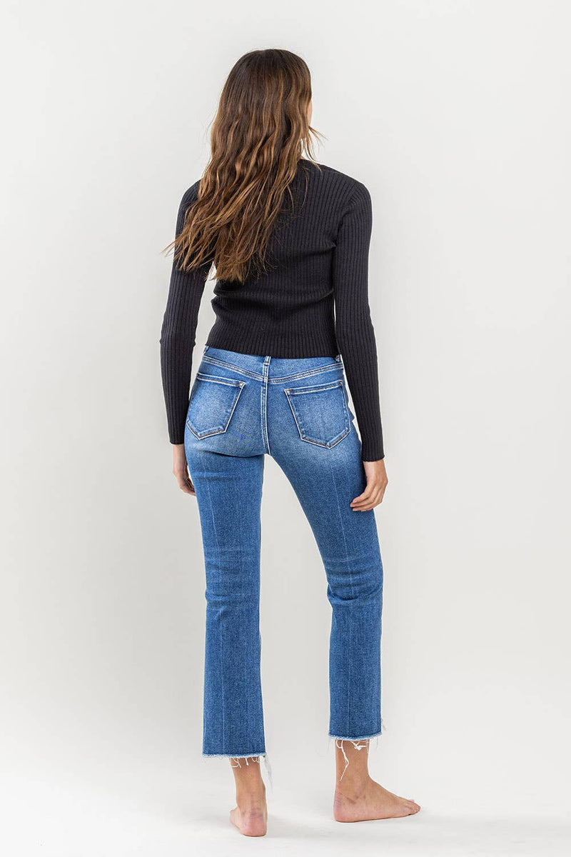 Encourage Raw Hem Kick Flare Jeans