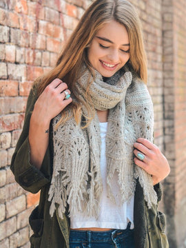 Feathered Lacey Knit Scarf