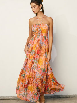 Summer Garden Skinny Halter Dress